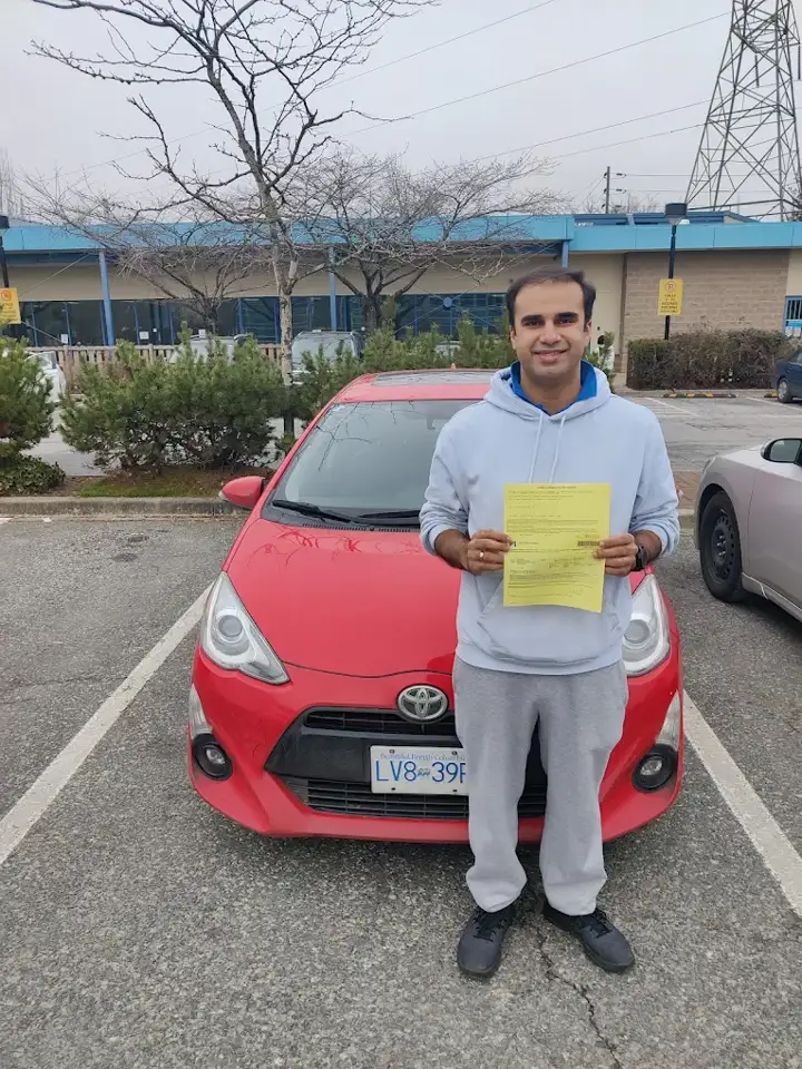 A Top Gear Driving School student after passing the road test
