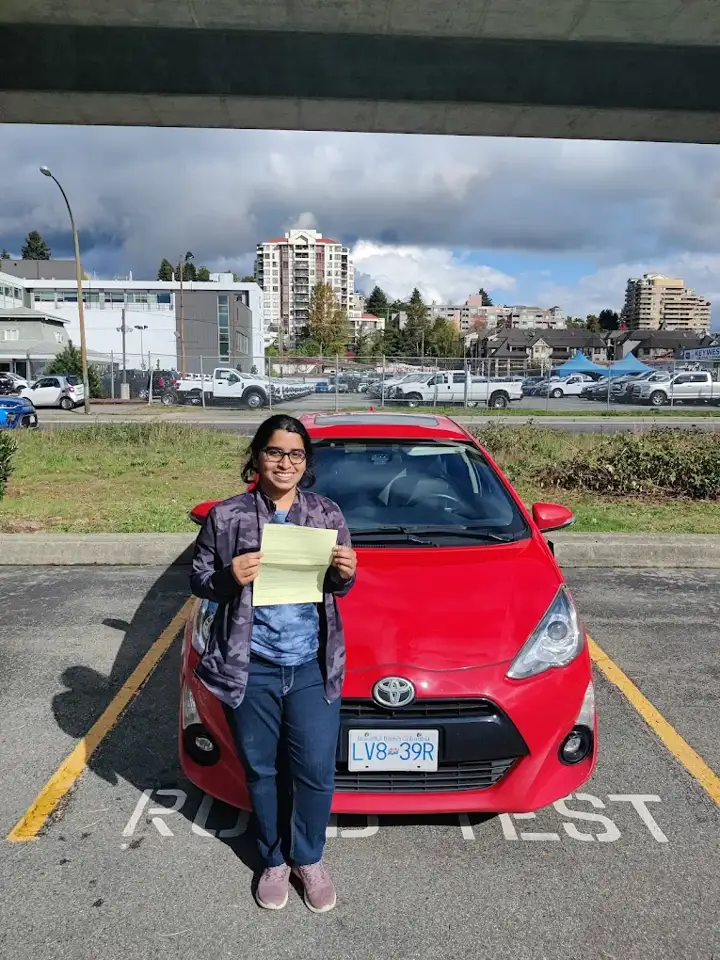 A Top Gear Driving School student after passing the road test